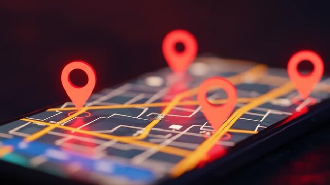 Digital tablet displaying map and location icons technology and navigation concept