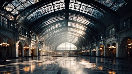 Grand Train Station Interior Sunlight Architecture