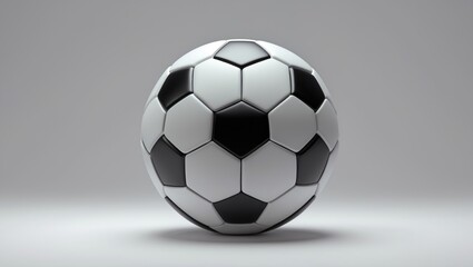 Fototapeta premium A soccer ball with a traditional black and white hexagon and pentagon pattern.