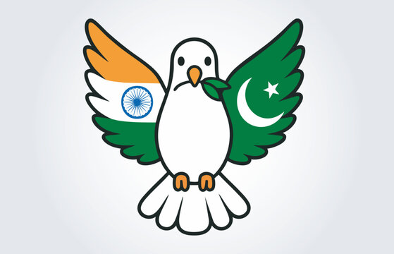 India Pakistan peace Pigeon Vector Template