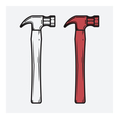Vintage Hammer Illustration Isolated vector pop art halftone style
