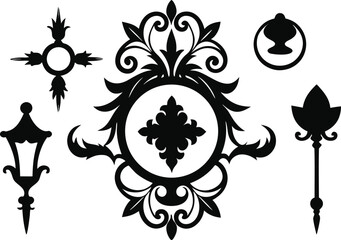 Ornate Baroque Damask Silhouette Elements