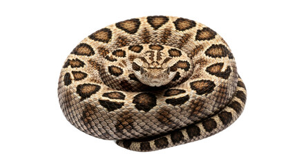 Obraz premium Coiled Desert Snake with Intricate Patterns and Textures in Natural Habitat