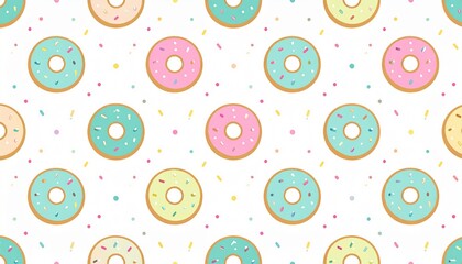 Colorful donut pattern with sprinkles.