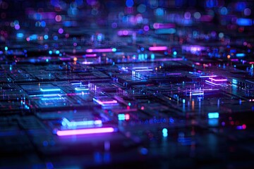 Abstract digital cityscape.  A futuristic grid