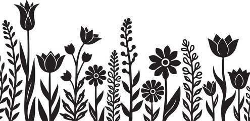 Elegant Wildflower Silhouette Bundle
