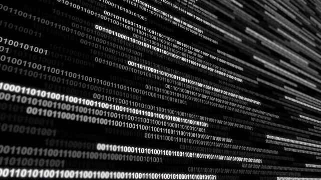 Exploring the flow of binary data in a digital landscape during a tech conference presentation
