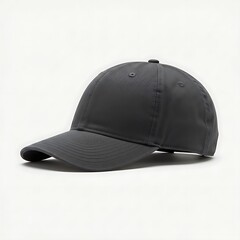 Fototapeta premium Gray baseball cap, flat bill, simple design, neutral color, casual style.