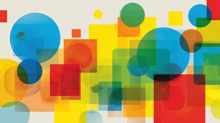 Colorful Abstract Shapes Overlaying a Beige Background Creating a Vibrant Visual Composition