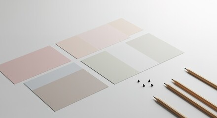 Creative Workspace with Color Swatches and Pencils Mockup for Graphic Design and Branding Projects Elegant and Minimalistic Aesthetic