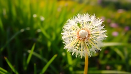 Fototapeta premium dandelion on green background