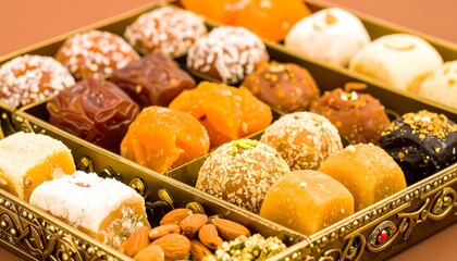 Assorted sweets in decorative box