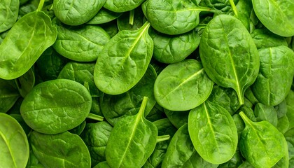 Fresh spinach leaves close-up