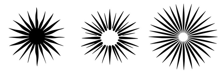 Obraz premium Graphic design of stylized sunburst shapes showcasing different forms and patterns in a minimalist style