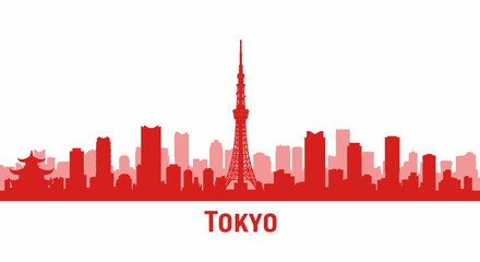 Naklejka premium Vintage Washington DC Skyline Red Vector