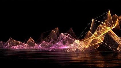 Abstract digital landscape of glowing, interconnected polygons