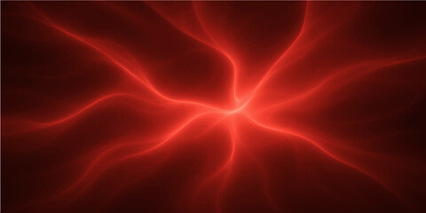 Abstract red silk and satin background with flowing waves and light rays design