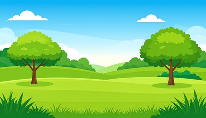 Obraz premium Lush green landscape with trees