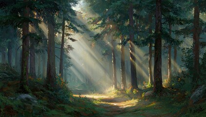Obraz premium Sunlit forest path