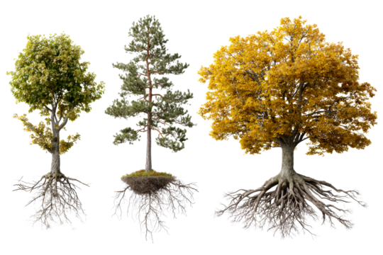 Tree varieties with transparent roots