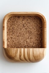 Square wooden container with cork interior