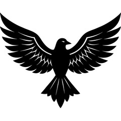 Fototapeta premium Bird wings spread vector silhouette 
