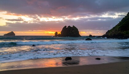 Fototapeta premium Dramatic Sunrise over Rocky Coast