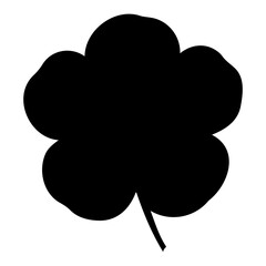 Vector silhouette of a five leaf clover with rounded lobes and a short stem isolated