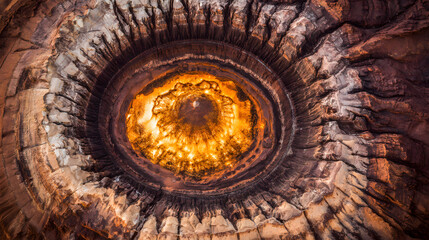 Ancient impact crater with mysterious geological formations glowing with preservation symbols in Ghana