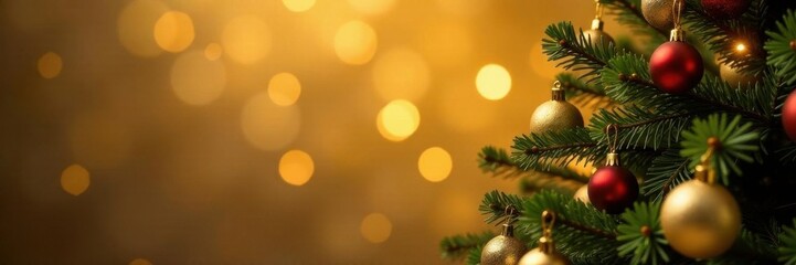 Shimmering gold backdrop, softly focused Xmas tree , celebration, tree, tree lights