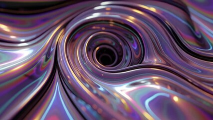 saturated holographic colors swirling hypnotic black hole, liquid metallic textures slow waves, prism light beams endlessly, 4k cinematic macro shot, seamless loop, psychedelic neon edges, cosmic - Powered by Adobe