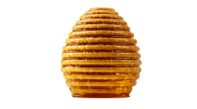 Golden, viscous honey cascades down a layered honeycomb structure, evoking sweetness and natural abundance.