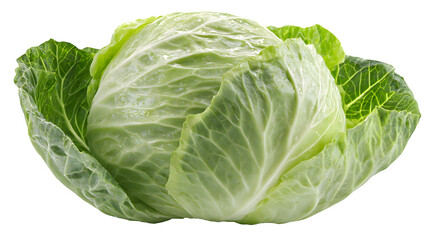 Fototapeta premium Fresh green cabbage with dew drops glistening on crisp leaves, perfect for healthy eating and culinary inspiration.