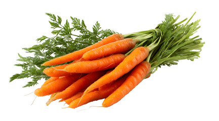 Freshly harvested bunch of vibrant orange carrots with leafy green tops, perfect for healthy cooking and vibrant dishes.