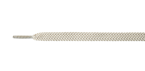 Part of straight long white shoelace isolated on white, top view, PNG