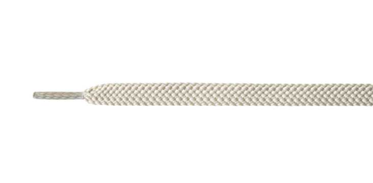Part of straight long white shoelace isolated on white, top view, PNG
