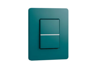 Close-up of a Modern Teal Light Switch Plate with Simple Design on Black Background