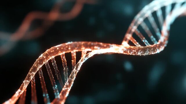 DNA double helix genetic material. Gene sequencing abstract design. Floating in space background, 
science, abstract, biology, biotechnology, molecular, health, genetic