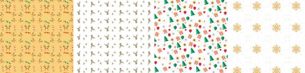 Creative Christmas pattern vector bundle with repeating holiday designs.