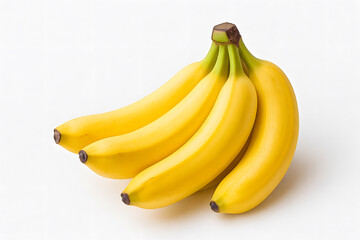 Realistic banana illustration, bunch of ripe yellow bananas on a white background, fresh tropical fruit perfect for snacks and smoothies