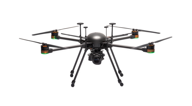 Professional aerial photography drone equipped with advanced camera technology, capturing stunning high-resolution footage for commercial use.