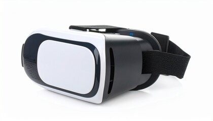"VR headset, futuristic design, isolated on white background, innovation concept"
