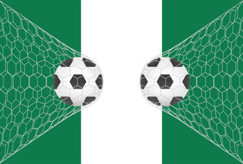 Obraz premium Flag of Nigeria with Soccer Ball. Football Championship Concept. Vector Illustration.