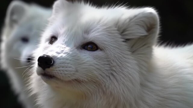 Perfect for winterthemed designs, these arctic foxes exhibit fluffy white fur coats in a snowy landscape. Ideal for wildlife enthusiasts.