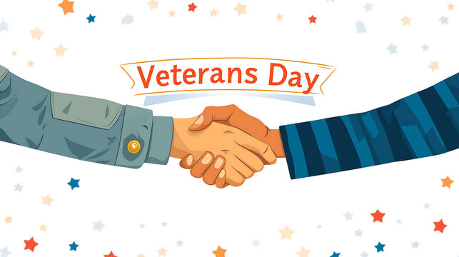 Veterans day handshake illustration honoring military appreciation day - Powered by Adobe