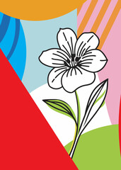 Delicate black and white flower drawing with fine lines and organic flow, great for nature-themed designs