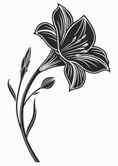 Vector illustration of a single flower in sketch style, ideal for floral patterns, scrapbooking and digital art