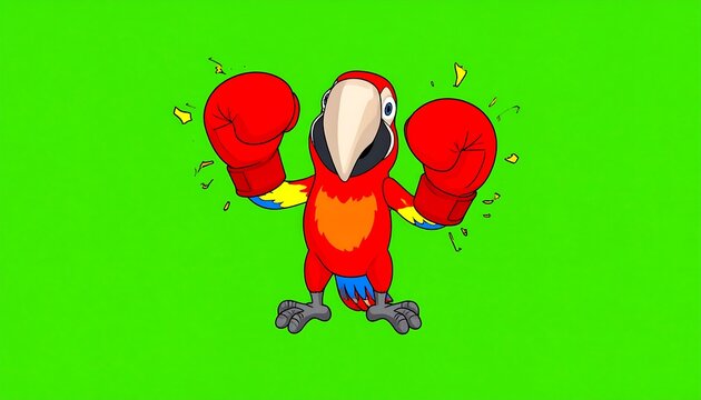 Boxing Parrot Green Screen Cartoon.