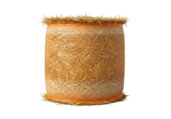 Close-up of a textured and fibrous cylindrical object made of natural material on black background
