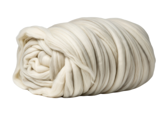 Close-up of a tightly wrapped roll of white fabric or cloth isolated on black background